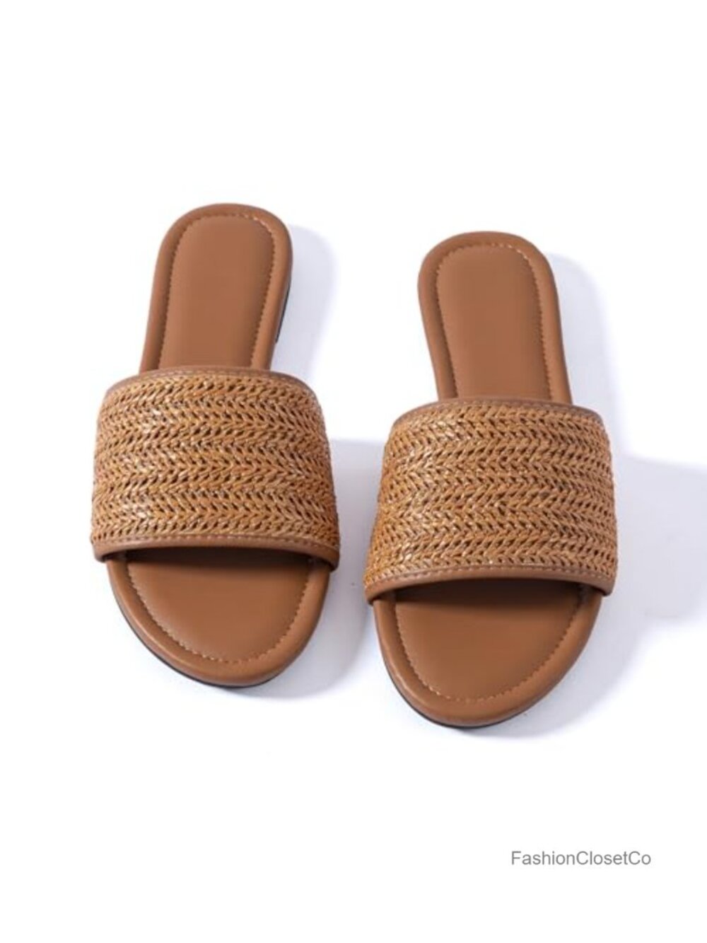 Women's Braided Straw Flat Sandals Summer Wedding Dressy